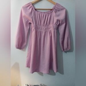 Eyeshadow Girls Light Pink Long Sleeve Smocked Waist Gauze Dress size 14